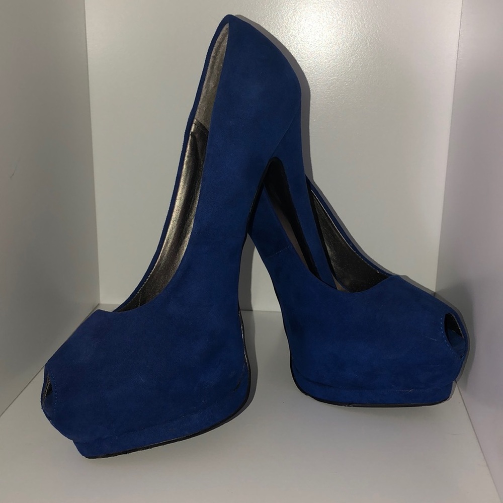 Blue PeepToe Pumps